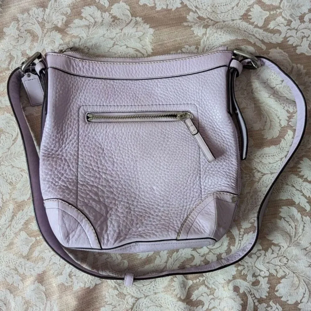 COACH Lilac Pastel Purple Crossbody Large Leather Bag with Buckle Handles F12319